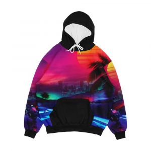 Synthwave Midnight Outrun Men's All-Over-Print Hoodie