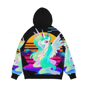 Alternative view of Synthwave Princess Celestia Men's All-Over-Print Hoodie