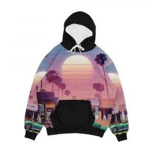 Synthwave Sunset Drive Men's All-Over-Print Hoodie