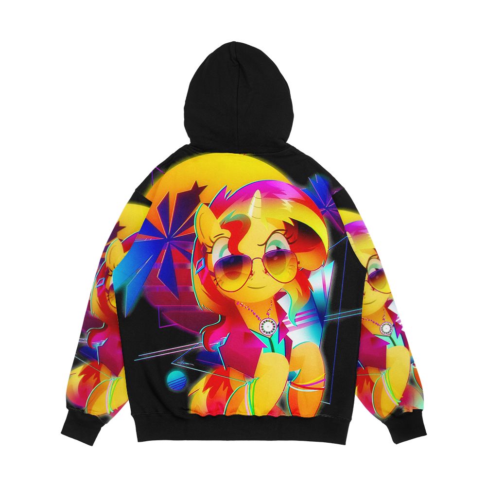 Synthwave Sunset Shimmer Men's All-Over-Print Hoodie - Image 2