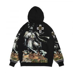 Alternative view of Teutonic Knight With Coat Of Arms And Marienburg Castle Men's All-Over-Print Hoodie