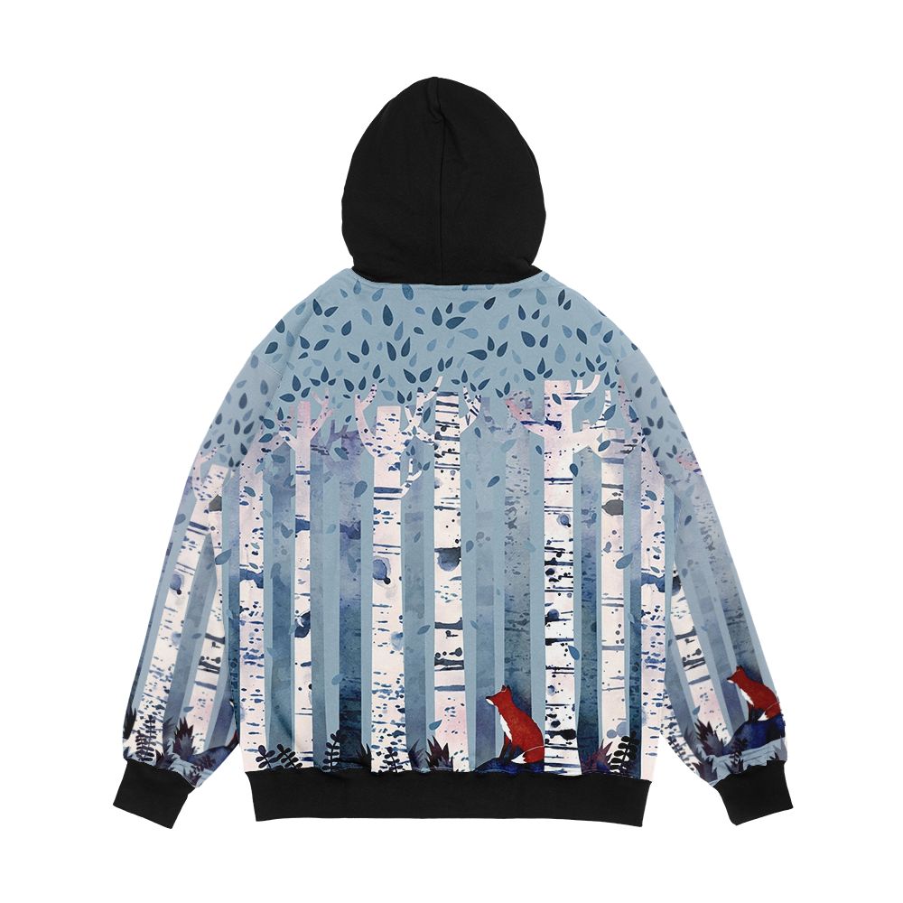 The Birches In Blue Men's All-Over-Print Hoodie - Image 2