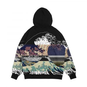 Alternative view of The Great Wave Color Glitch Men's All-Over-Print Hoodie