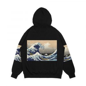 Alternative view of The Great Wave Off Kanagawa By Katsushika Hokusai Reproduction Men's All-Over-Print Hoodie