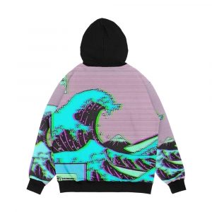 Alternative view of The Great Wave Off Vaporwave Kanagawa Men's All-Over-Print Hoodie