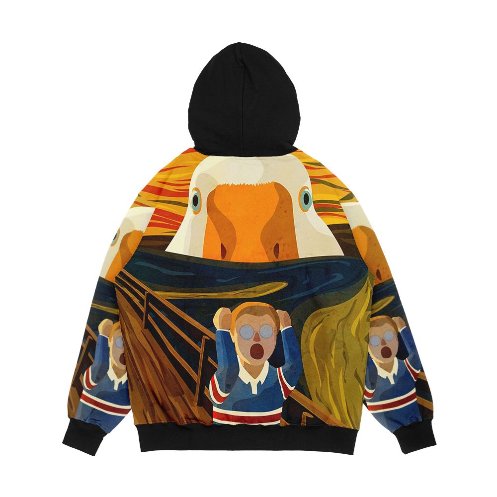 The Honk Goose The Scream Famous Painting Parody Untitled Meme Hjonk Bonk Canvas Comic Con Annoying Duck Knife Peace Was Never An Option Thematic Gift Men's All-Over-Print Hoodie - Image 2