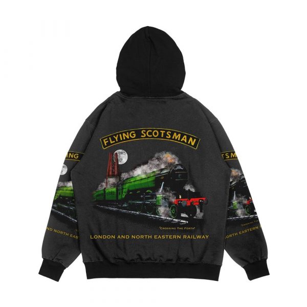 The Legendary Flying Scotsman Over The Forth Steam Train By Motormaniac Men's All-Over-Print Hoodie - Image 2