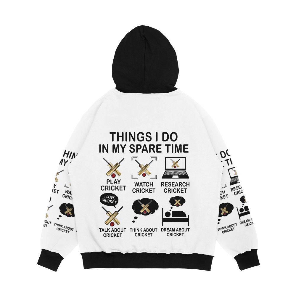 Things I Do In My Spare Time Cricket Lover Cricketer Funny Cricket Player Gift For Cricket Fan Men's All-Over-Print Hoodie - Image 2