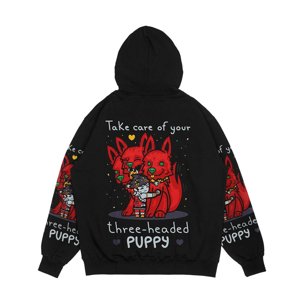 Three Headed Puppy Men's All-Over-Print Hoodie - Image 2