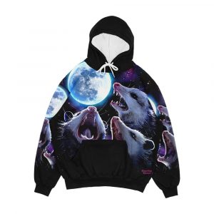Three Opossums Howling At The Moon Funny Possum Men's All-Over-Print Hoodie
