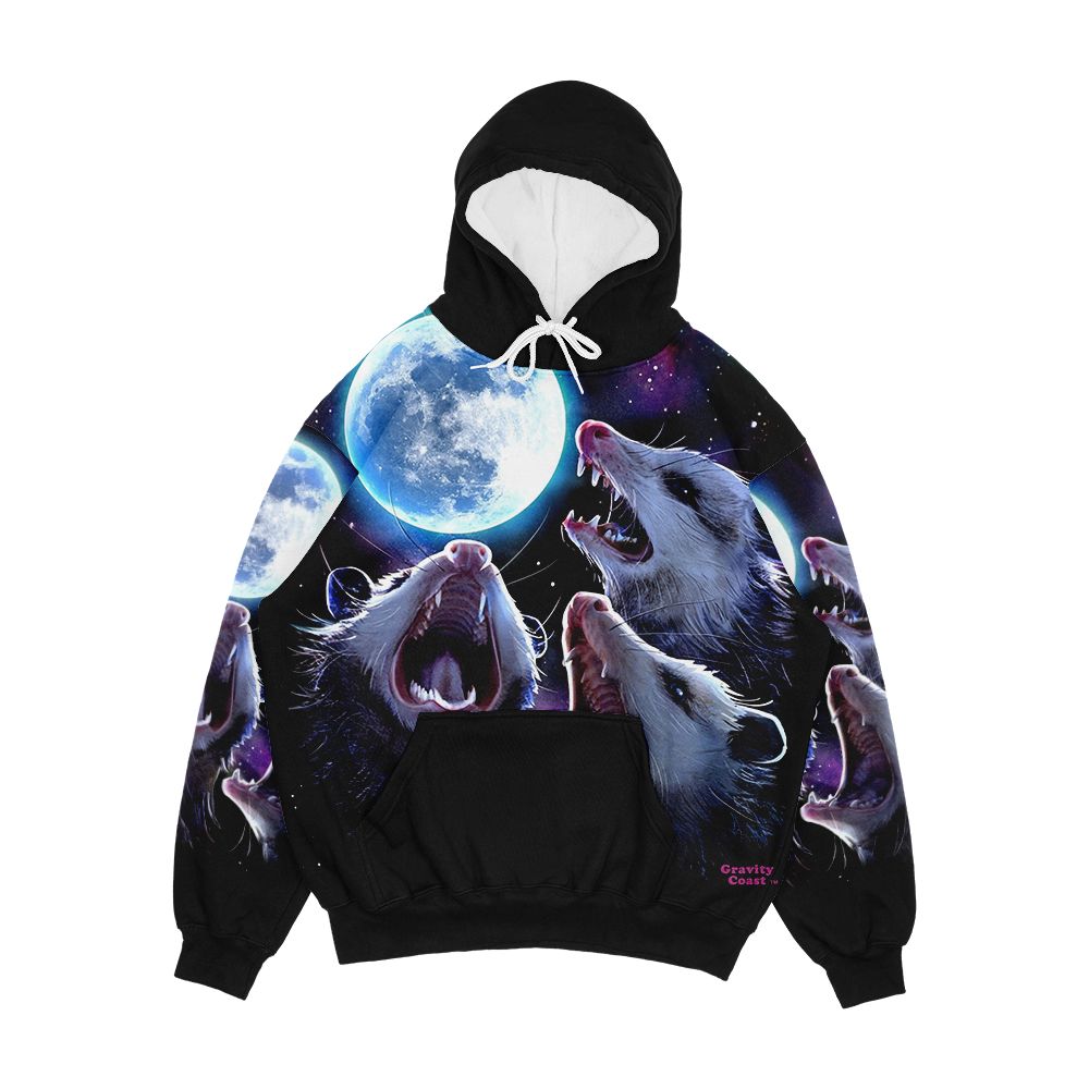 Three Opossums Howling At The Moon Funny Possum Men's All-Over-Print Hoodie