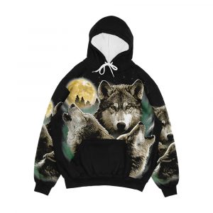 Three Wolves Howling In Moonlight Men's All-Over-Print Hoodie