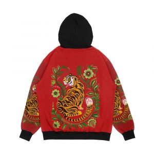 Alternative view of Tiger Folk Art Men's All-Over-Print Hoodie