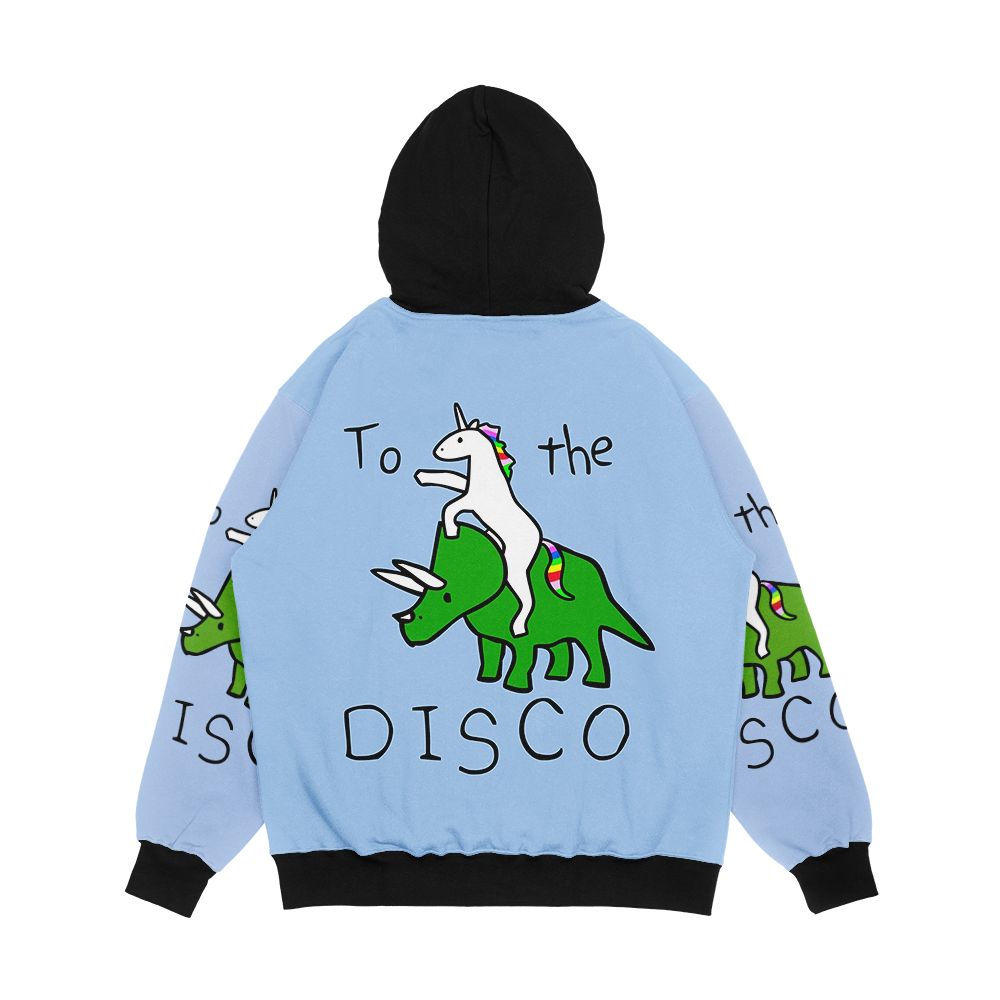To The Disco Unicorn Riding Triceratops Men's All-Over-Print Hoodie - Image 2