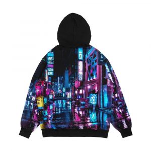 Alternative view of Tokyo At Night Shimbashi Men's All-Over-Print Hoodie