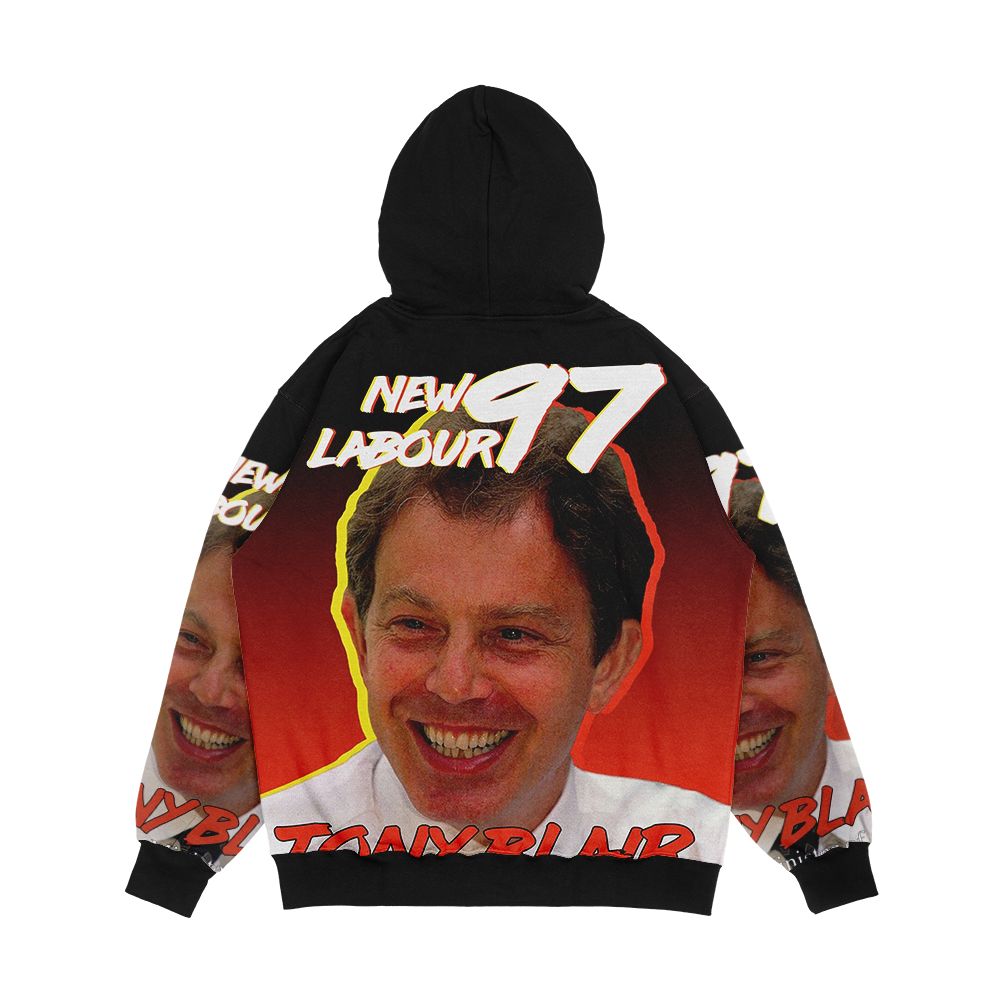 Tony Blair 1997 Vintage Style Men's All-Over-Print Hoodie - Image 2
