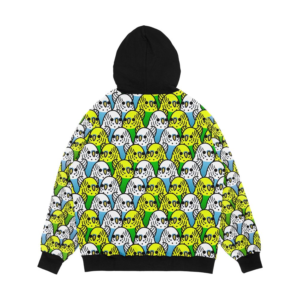 Too Many Birds Budgie Squad 1 Men's All-Over-Print Hoodie - Image 2