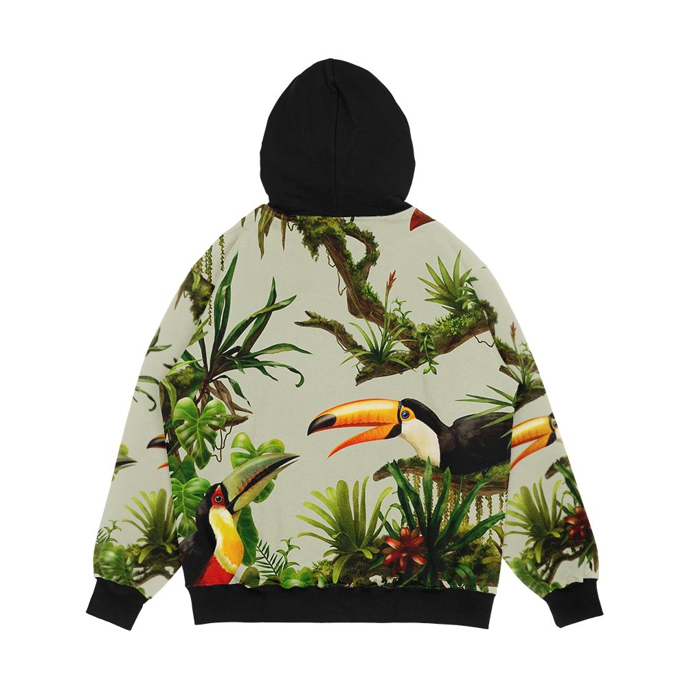 Toucans And Bromeliads Canvas Background Men's All-Over-Print Hoodie - Image 2
