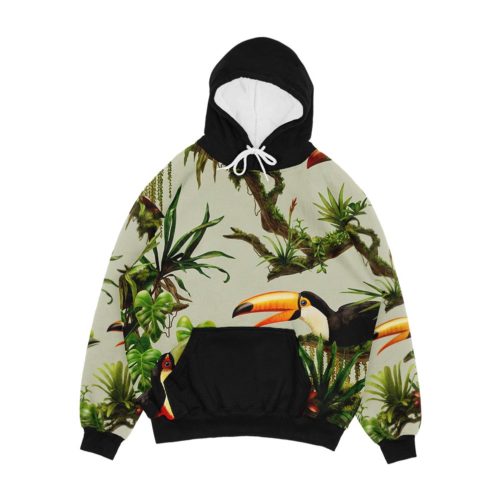 Toucans And Bromeliads Canvas Background Men's All-Over-Print Hoodie
