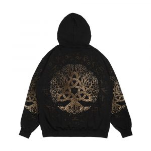 Alternative view of Tree Of Life With Triquetra On Futhark Pattern Men's All-Over-Print Hoodie