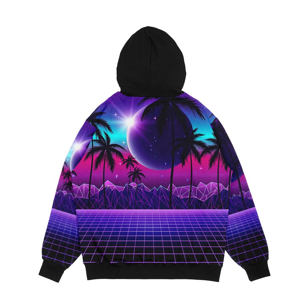 Twilight Retrowave Men's All-Over-Print Hoodie - Image 2