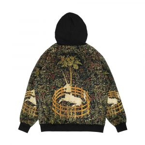 Alternative view of Unicorn And Gothic Fantasy Flowers Green Floral Motifs Men's All-Over-Print Hoodie