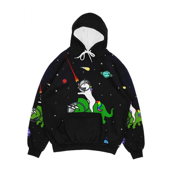 Unicorn Riding Triceratops In Space Men's All-Over-Print Hoodie