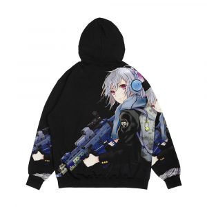 Alternative view of Unisex Anime Girl With Gun Men's All-Over-Print Hoodie