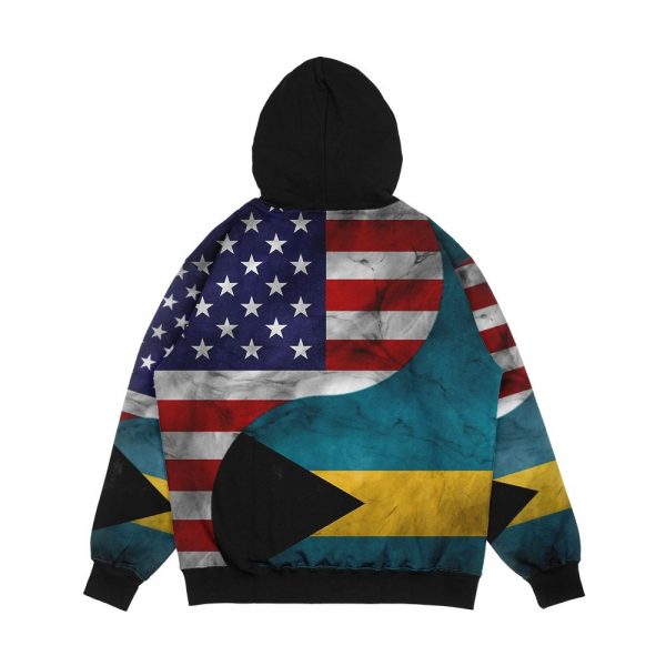 Usa And Bahamas Dual Flag Yin Yang Combination Men's All-Over-Print Hoodie - Image 2