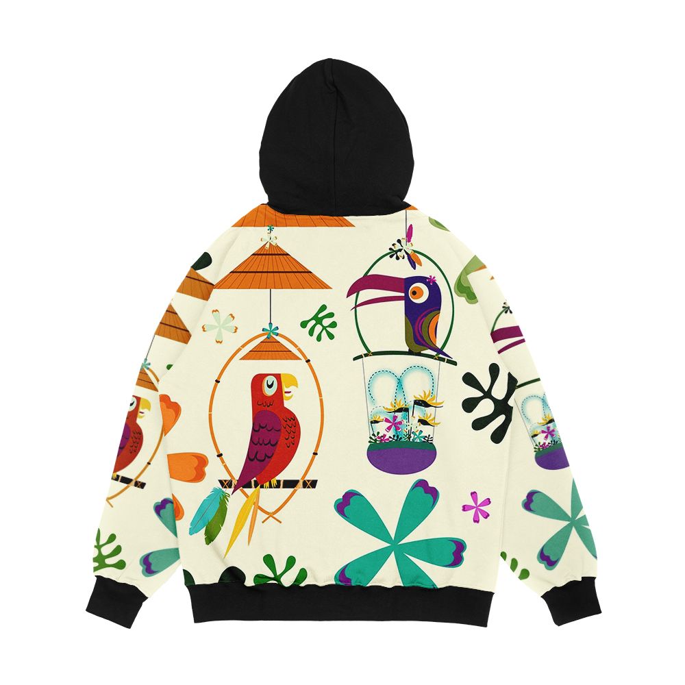 Vintage Modern Tiki Birds Men's All-Over-Print Hoodie - Image 2