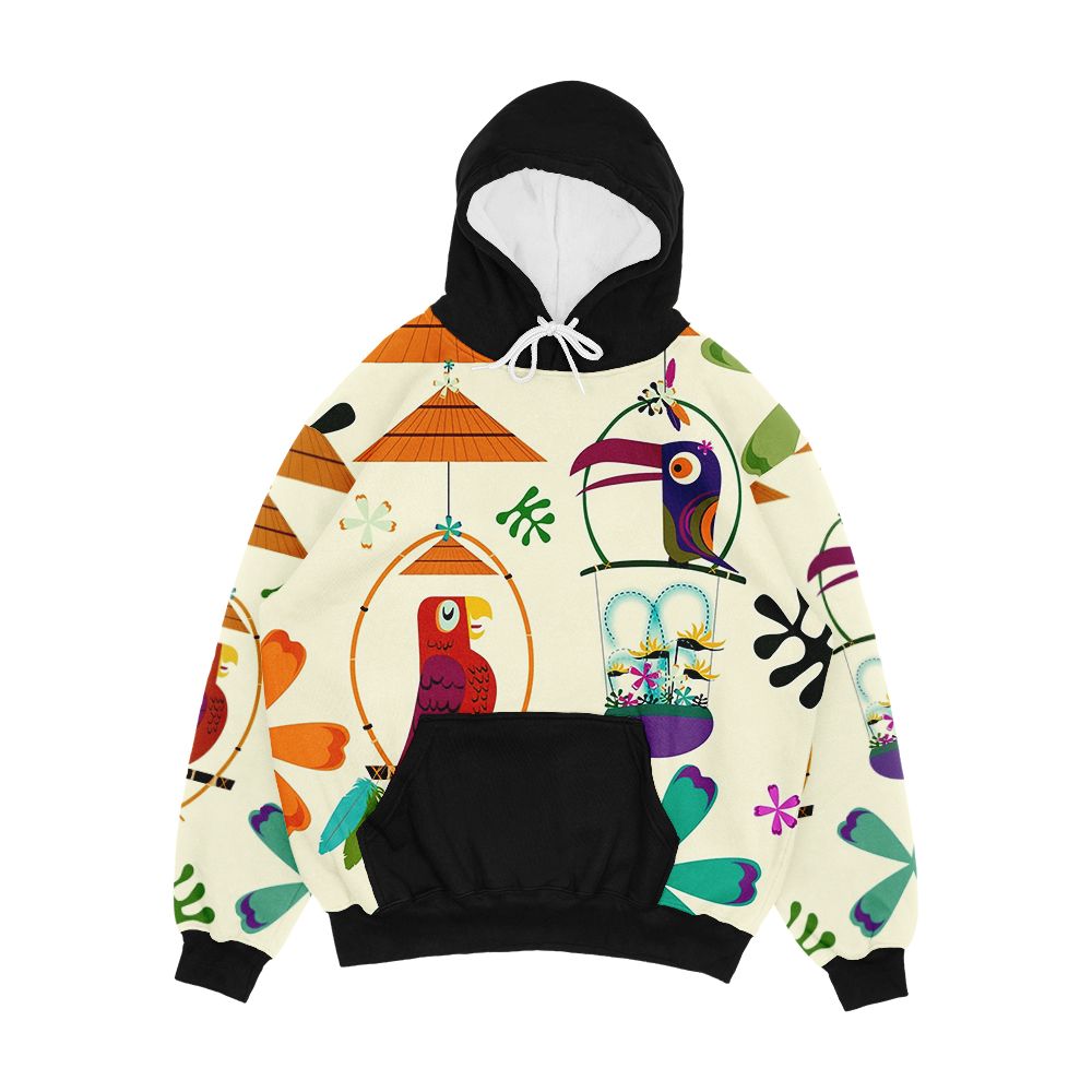 Vintage Modern Tiki Birds Men's All-Over-Print Hoodie