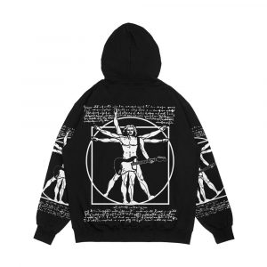 Alternative view of Vitruvian Man Playing The Guitar Da Vinci Guitarist Leonardo Da Vinci Parody Men's All-Over-Print Hoodie