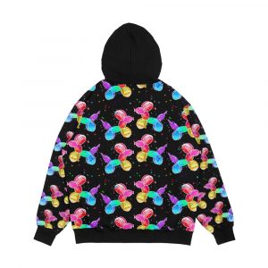 Alternative view of Watercolor Balloon Dogs On Black Men's All-Over-Print Hoodie