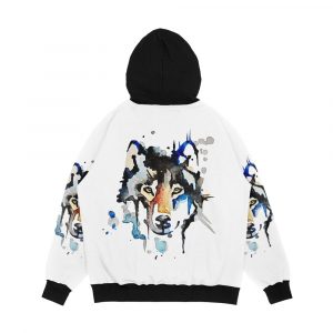 Alternative view of Watercolour Wolf Men's All-Over-Print Hoodie