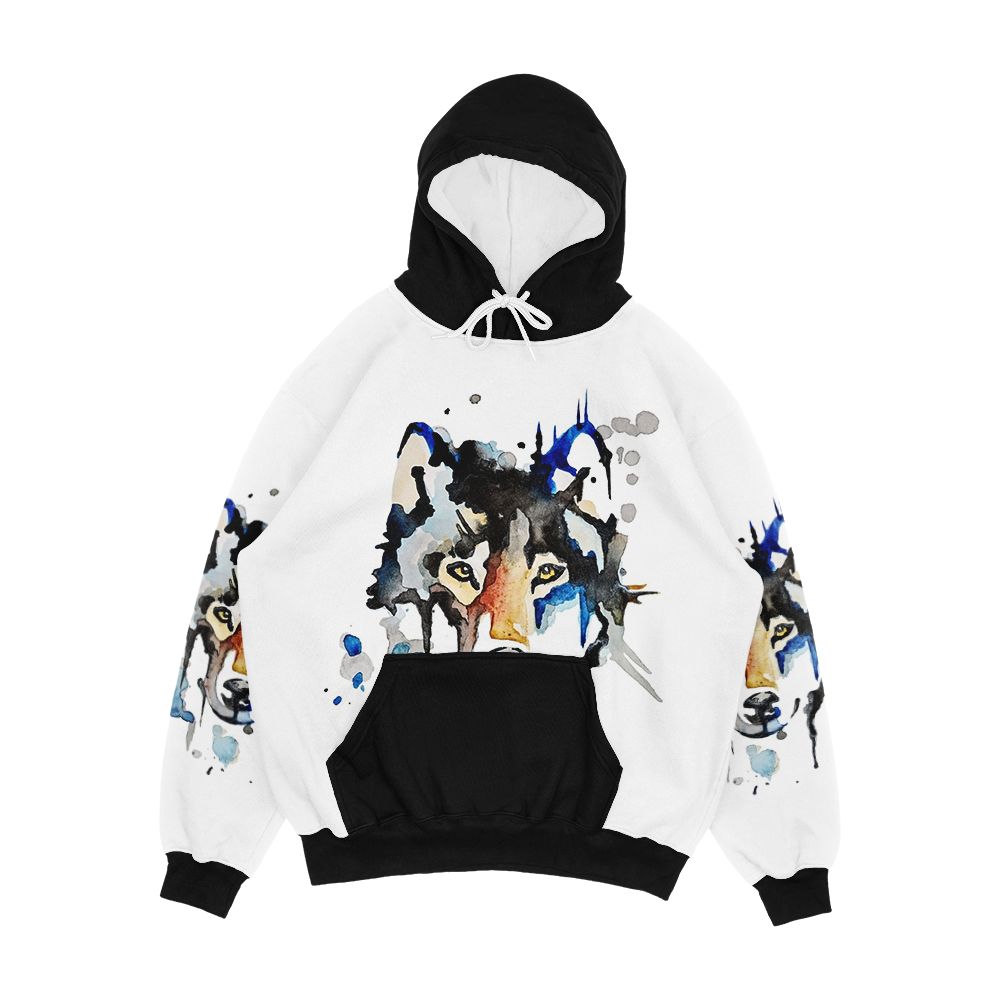 Watercolour Wolf Men's All-Over-Print Hoodie