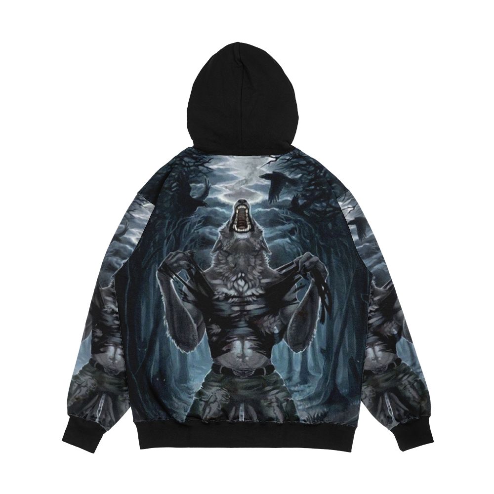 Werewolf Ripping Shirt Meme Men's All-Over-Print Hoodie - Image 2