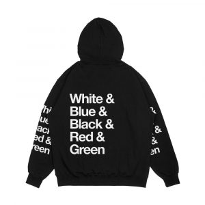 Alternative view of White And Blue And Black And Red And Green Reversed Men's All-Over-Print Hoodie