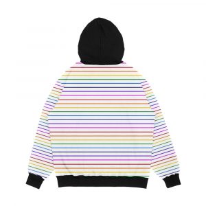 Alternative view of White And Rainbow Stripes Horizontal Narrow Men's All-Over-Print Hoodie