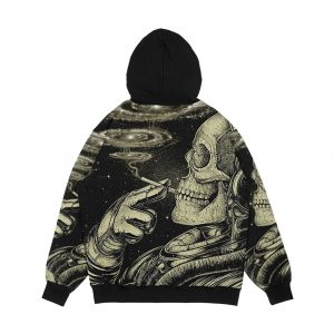 Alternative view of Winya No 31 Relaxing Skeleton Astroanut Smoking Amoung The Stars In The Space Men's All-Over-Print Hoodie