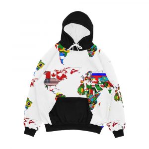 World Flags Map Men's All-Over-Print Hoodie
