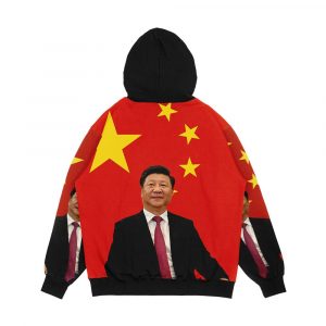 Alternative view of Xi Jinping In Front Of The Chinese Flag Men's All-Over-Print Hoodie