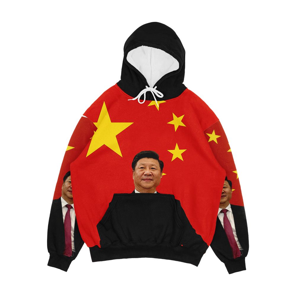 Xi Jinping In Front Of The Chinese Flag Men's All-Over-Print Hoodie