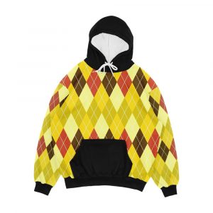 Yellow Brown And Red Argyle Men's All-Over-Print Hoodie
