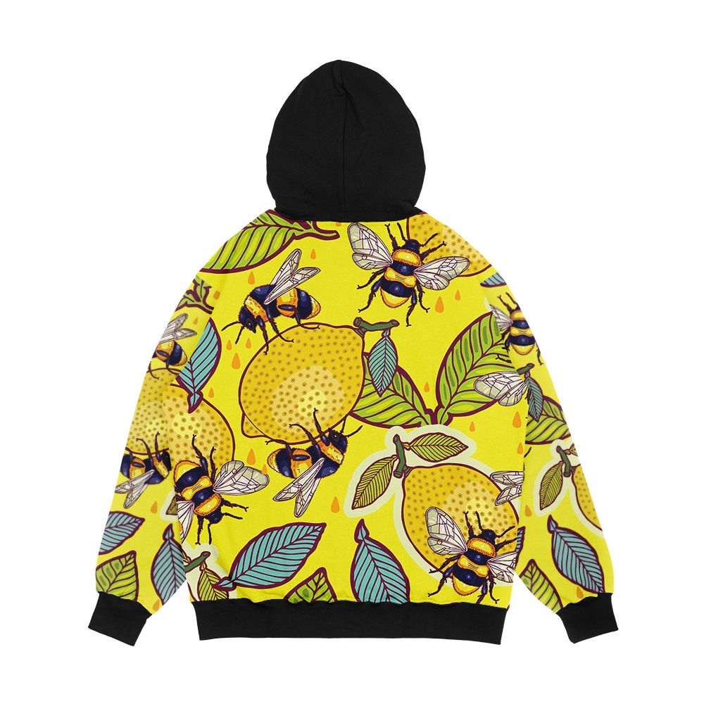 Yellow Lemon And Bee Garden Men's All-Over-Print Hoodie - Image 2