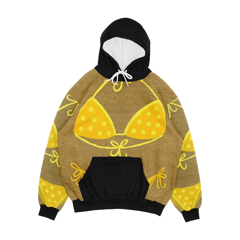 Yellow Polka Dot Bikini On Kraft Men's All-Over-Print Hoodie