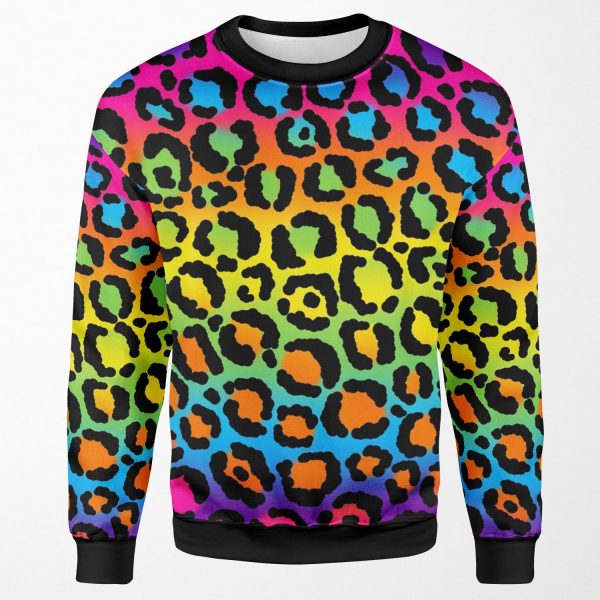 1997 Neon Rainbow Leopard Print All-over-print Unisex Sweatshirt