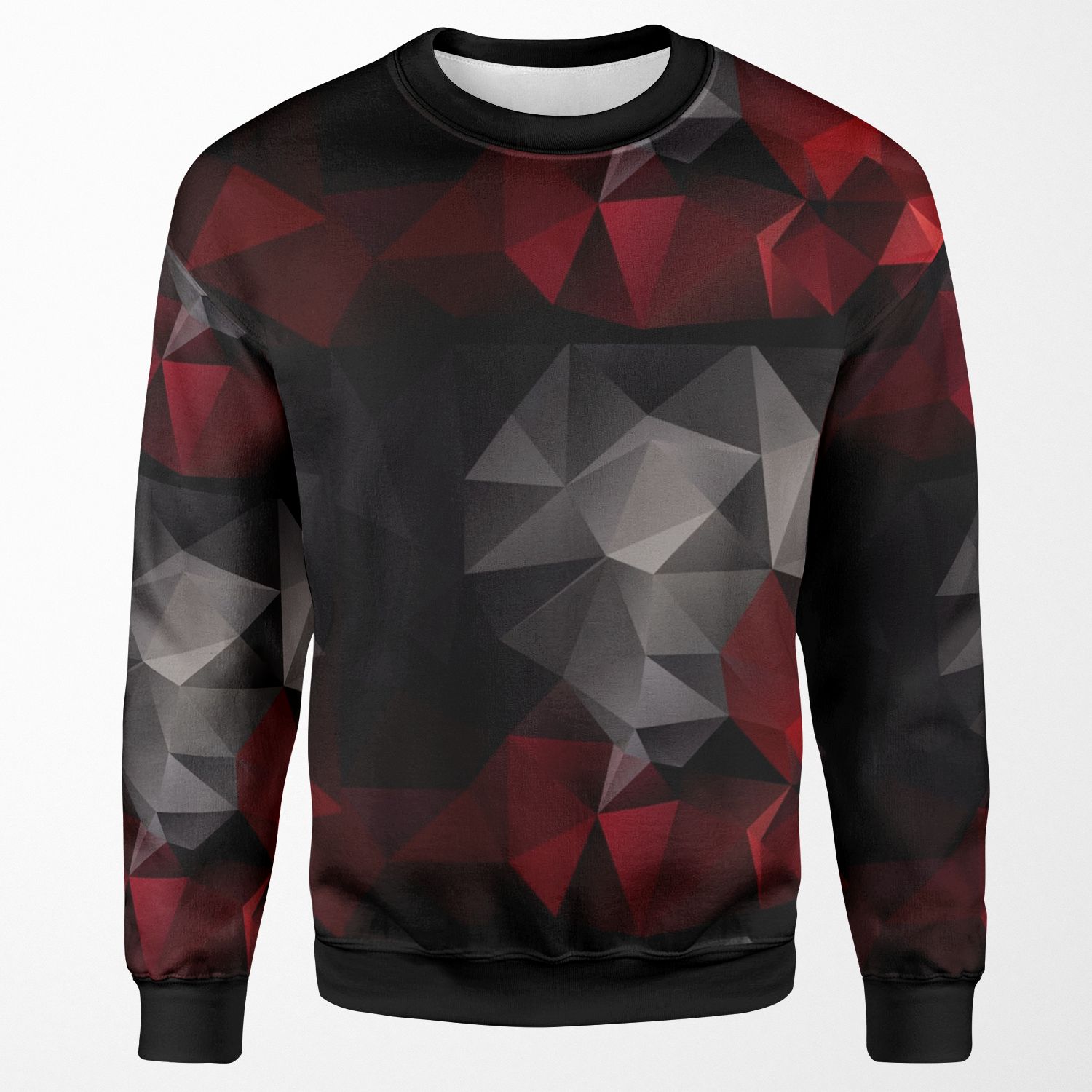 Abstract Background Of Triangles Polygon Wallpaper In Black Red Colors 1 All-over-print Unisex Sweatshirt