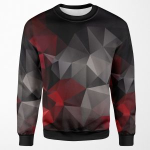Abstract Background Of Triangles Polygon Wallpaper In Black Red Colors 2 All-over-print Unisex Sweatshirt