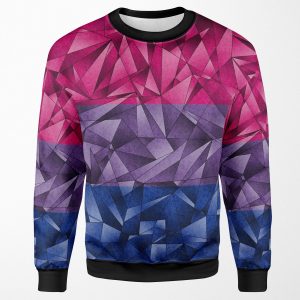 Abstract Fractal Triangles Bisexual Pride Flag Pattern All-over-print Unisex Sweatshirt