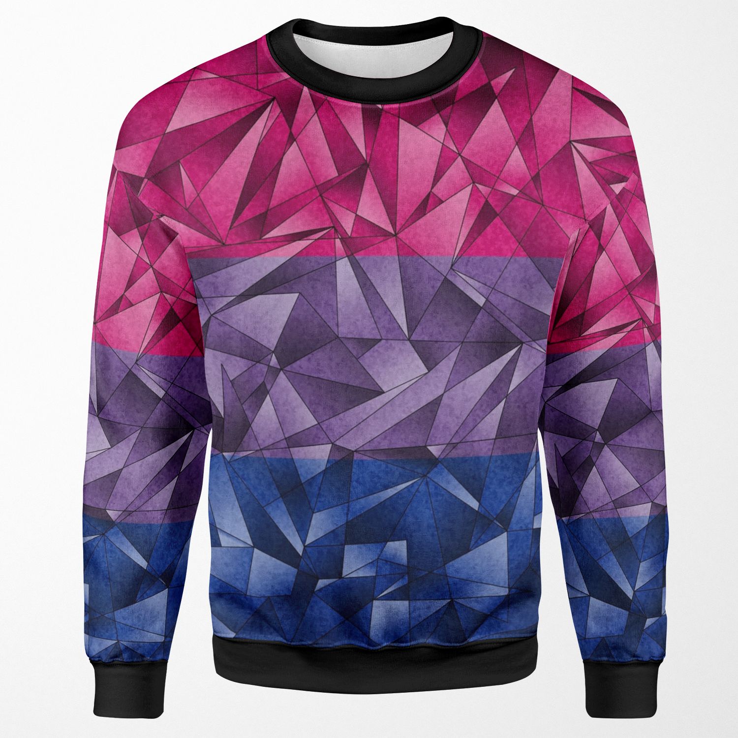 Abstract Fractal Triangles Bisexual Pride Flag Pattern All-over-print Unisex Sweatshirt